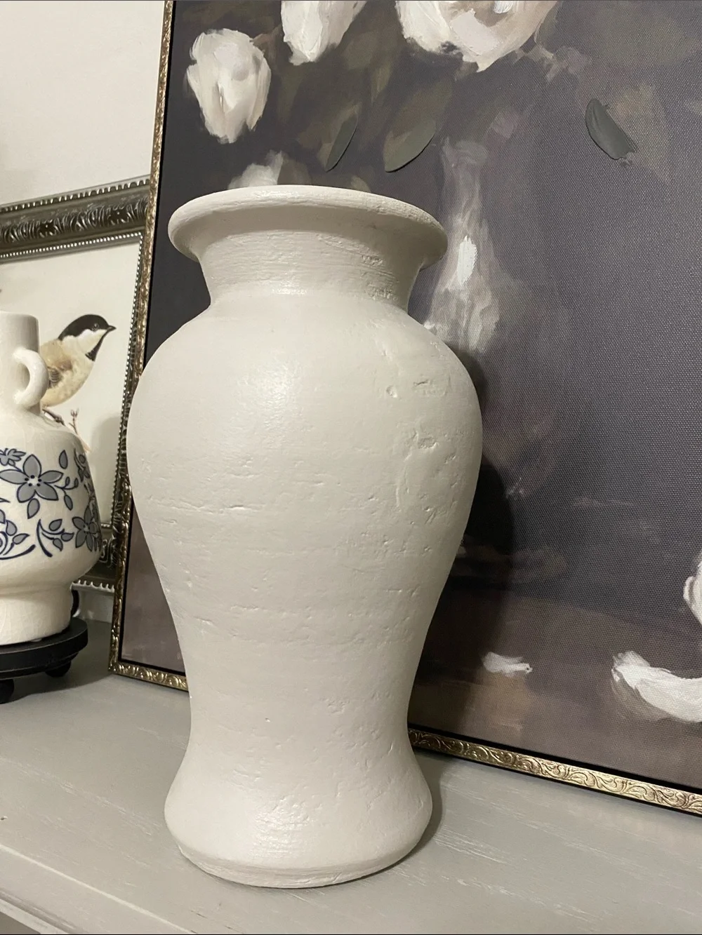 Painted Greige 10 Inch Terracotta Vase